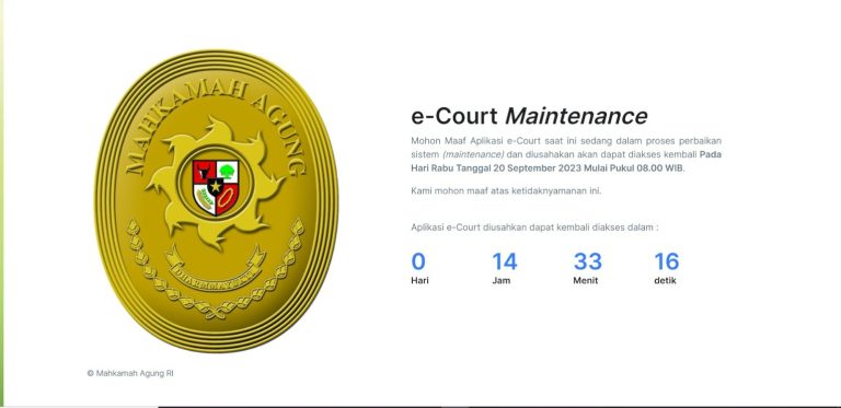 INFORMASI – APLIKASI E-COURT MAHKAMAH AGUNG RI TERJADI KENDALA TEKNIS.