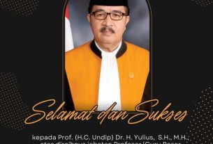 Selamat dan Sukses kepada Prof. (H.C. Undip) Dr. H. Yulius, S.H., M.H atas Diraihnya Jabatan Profesor/Guru Besar Kehormatan dari Universitas Diponegoro Semarang