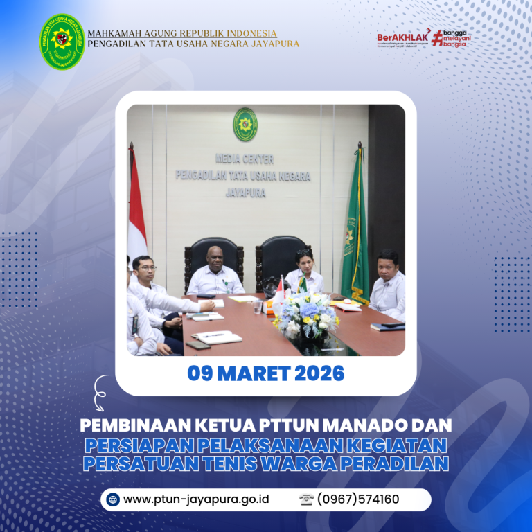 PTUN Jayapura Mengikuti Pembinaan dan Koordinasi Persiapan PTWP Secara Daring