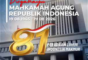 Keluarga Besar Pengadilan Tata Usaha Negara (PTUN) Jayapura mengucapkan Selamat HUT ke-81 Mahkamah Agung Republik Indonesia, 19 Agustus 2026.